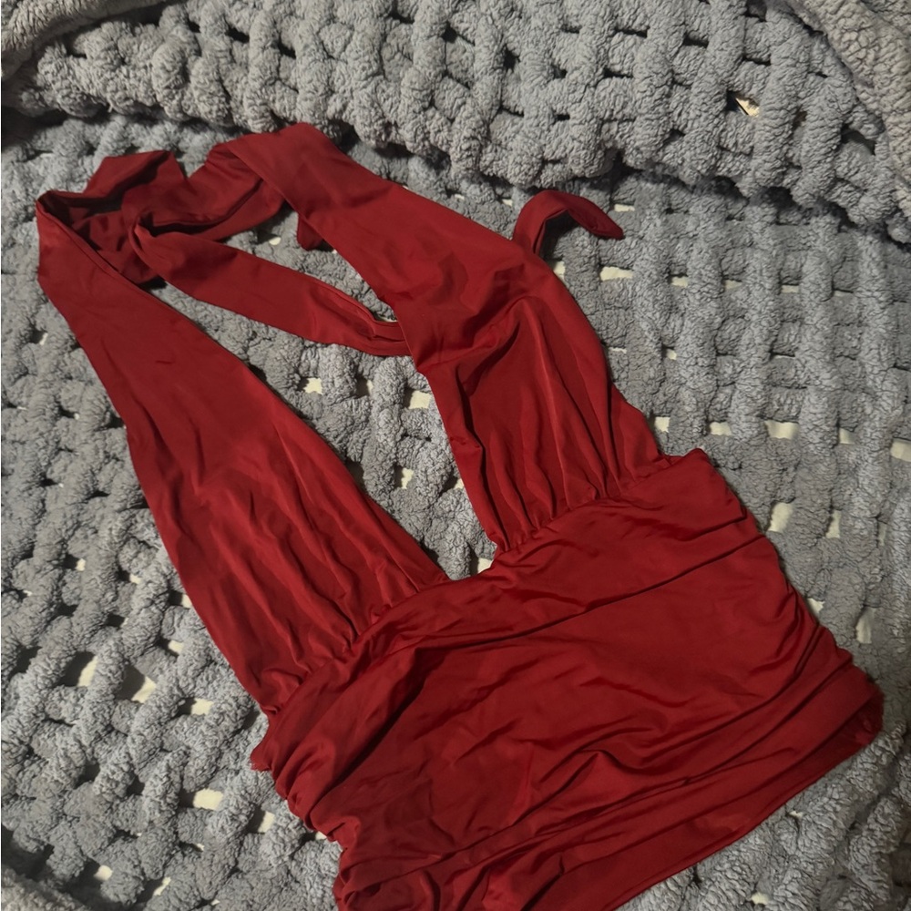 Zara Deep Red Halter Top